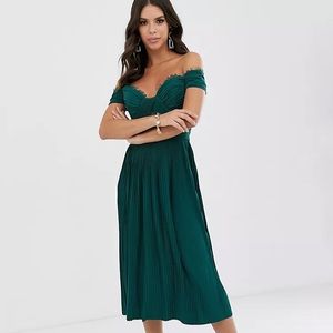 ASOS Tall lace and pleat midi dress (Size 10)